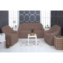 Комплект чехлов на диван и кресла Venera Soft sofa set, коричневый, 3 предмета