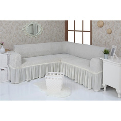 Чехол на угловой диван с оборкой Venera "Corner cover", цвет: белый