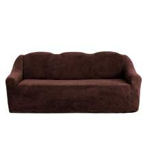 Чехол на трехместный диван плюшевый Venera "Sofa soft", цвет: темно-коричневый