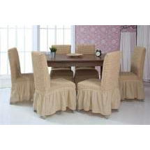 Чехлы на стулья с оборкой Venera "Chair cover", цвет: светло-бежевый, комплект 6 шт