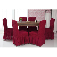 Чехлы на стулья с оборкой Venera "Chair cover", цвет: бордовый, комплект 6 шт