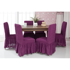 Чехлы на стулья с оборкой Venera "Chair cover", цвет: фиолетовый, комплект 6 шт