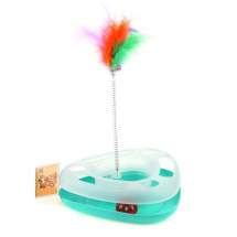 Игрушка Homecat Трэк треугольный с мячиком и перьями на пружине для кошек 25х7см