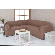 Чехол на угловой диван без оборки Venera "Corner cover sot", цвет: коричневый Concordia