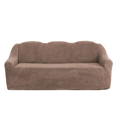 Чехол на трехместный диван плюшевый Venera "Sofa soft", цвет: коричневый