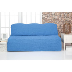 Чехол на трехместный диван без подлокотников и оборки Venera "Sofa", цвет: голубой