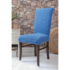Чехлы на стулья без оборки Venera "Chair", цвет: голубой, комплект 6 шт