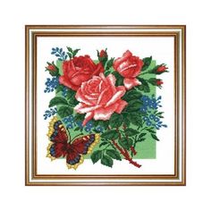 Набор для вышивания крестом "Розы с бабочкой", 50х50 см, арт. 862 РС Студия
