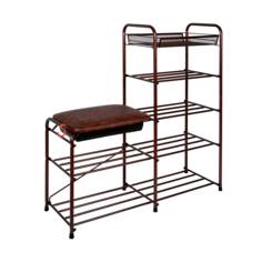 Подставка для обуви 5-ти полочная ЗМИ 90 с сиденьем с ящиком, медный