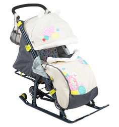 Санки-коляска Nika Kids Ника Детям НД7-2 коллаж/мишка беж.
