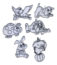 Наборы для создания витража AMOS Набор 5 : Щенок, слоник на шаре, попугай, зайчик Амос