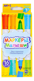 Фломастеры AMOS Набор маркеров 16 цветов Амос