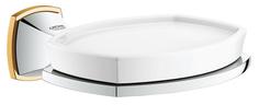 Мыльница керамическая GROHE Grandera с держателем, хром/золото