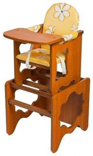 Стульчик для кормления ПМДК Премьер Ромашки желтые (ЛДСП) светлый орех