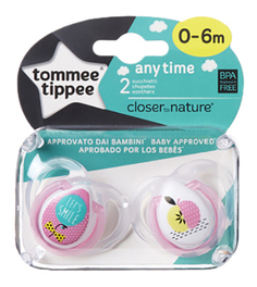 Набор детских пустышек tommee tippee Any Time (0-6 мес.) 2 шт. розовые