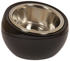 Одинарная миска для кошек и собак Hing, пластик, сталь, черный, 0.25 л