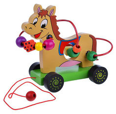 Деревянная игрушка лабиринт каталка лошадка Рыжий кот ИД-5896