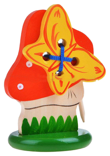 Развивающая игрушка RNToys Шнуровка Мухомор с бабочкой