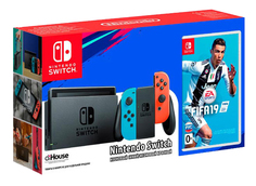 Портативная игровая консоль Nintendo Switch Red Blue + FIFA 19