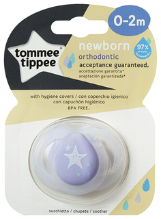 Пустышка Tommee Tippee Newborn силиконовая 0-2 месяцев Purple