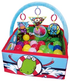 BIBA TOYS Развивающий коврик двухстор МОИ ДРУЗЬЯ ИЗ ДЖУНГЛЕЙ с борт,дуга+25шт.шары,99x84см