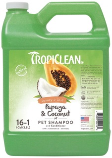 Шампунь-бальзам для кошек и собак TropiClean Папайя и кокос 2в1, 3,78 л