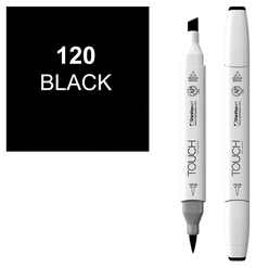 Маркер Touch Brush двухсторонний на спиртовой основе Черный 120