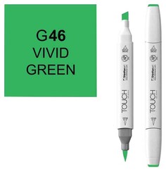 Маркер Touch Brush двухсторонний на спиртовой основе Зеленый яркий 046