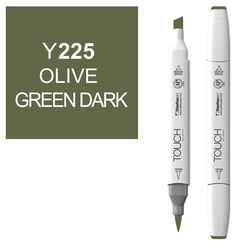 Маркер Touch Brush двухсторонний на спиртовой основе Зеленый оливковый темный 225