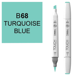 Маркер Touch Brush двухсторонний на спиртовой основе 068 Синий бирюзовый