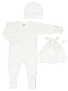 Комбинезон с шапочкой Lucky Child Футер О1-1 ф/молочный 56-62 Белый