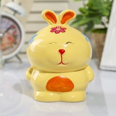 Копилка керамика "Зайка с цветочком"12,6х10х9,5 см Sima-Land