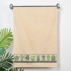 Полотенце махровое Collorista «Кактусы», бежевое, 50 х 90 см, хлопок 100 %, 370 г/м² LORI