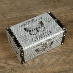 Шкатулка дерево кожзам "Бабочка на серебре" 9х12х20 см Sima-Land