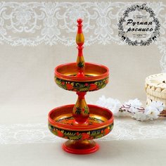 Конфетница двухъярусная, хохлома, 35х18 см Sima-Land