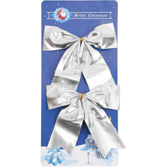 Бант декоративный Mister Christmas серебристый 2 шт 15 см
