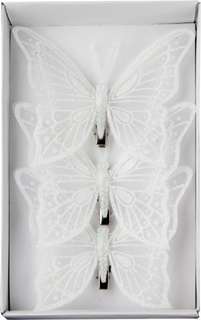 Елочные украшения Marko Ferenzo "Classic white. Бабочки" (цвет: белый, 12 см, 3 штуки)