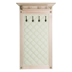 Настенная вешалка Мебелик Вешалка в прихожую "Сильвия" Н3 Белый ясень / Молочный, экокожа