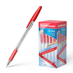 Ручка шариковая ErichKrause R-301 Classic Stick&Grip 1.0, цвет чернил красный (в коробке п