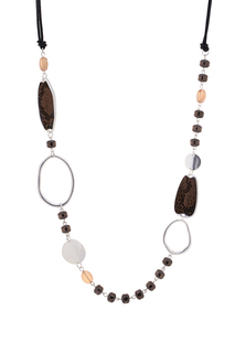 Колье Selena 10124651 коричневое/серебряное/черное