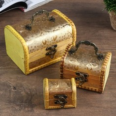 Шкатулка сундучок Бабочки на золоте набор 3 шт Sima-Land 4566038