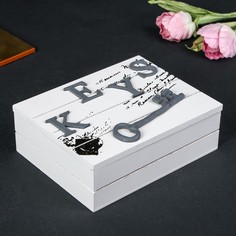 Шкатулка дерево Ключ белая 6х18х14 см Sima-Land 4566129