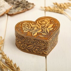 Шкатулка «Розы», сердце, 10х7х4,5 см, береста Sima-Land 2729922