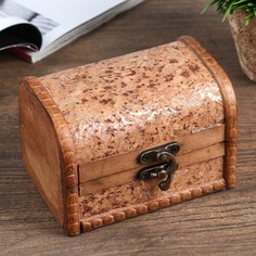 Шкатулка сундучок Пробка с цветочным рисунком 8,5х12х8,5см Sima-Land 4566034