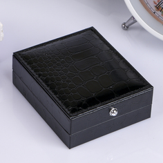 Шкатулка кожзам для запонок Чёрный крокодил 3х8х6,8 см Sima-Land 3094128