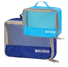 Набор 2 дорожных чехлов на молнии EL Casa, синий, голубой, 26x20x10 см