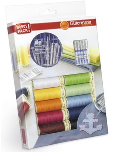 Набор швейных ниток с иголками "Sew-all", 10 катушек по 100 м, арт. 734562 Guetermann