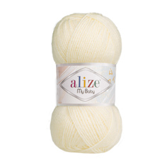 Пряжа ALIZE My baby, 150 м, 5 мотков по 50 г, цвет: 001 кремовый 5 шт.