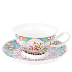 Чайная пара Nouvelle, Цветочные кружева/Изумруд, 180 мл