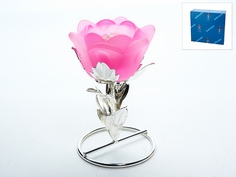 Подсвечник декоративный ENS, Розовый цветок, 7,5x7,5x11,5 см